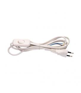 Cordon d'alimentation câble plat 2x0,75mm² 2m Blanc avec Interrupteur