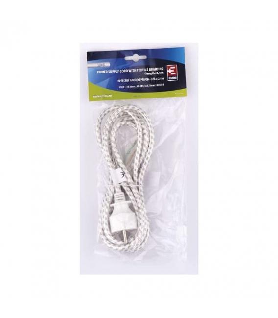 Cordon d'alimentation tressé Flexo 3x0,75mm² - Longueur 2.4m – Photo
