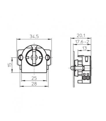 Rotoclic 59106 - Socle de lampe unique à encastrer G13 9543-13529