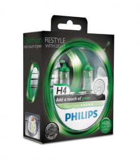 H4 60/55W 12V P43t Green ColorVision Double Pack