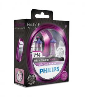 H4 60/55W 12V P43t Purple ColorVision Double Pack