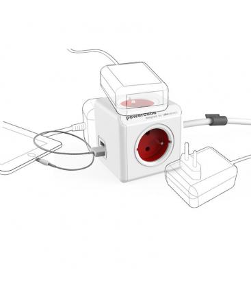PowerCube Extended USB Typ F Rot 1.5m - Elektrisches Verlängerungskabel 11062-22932
