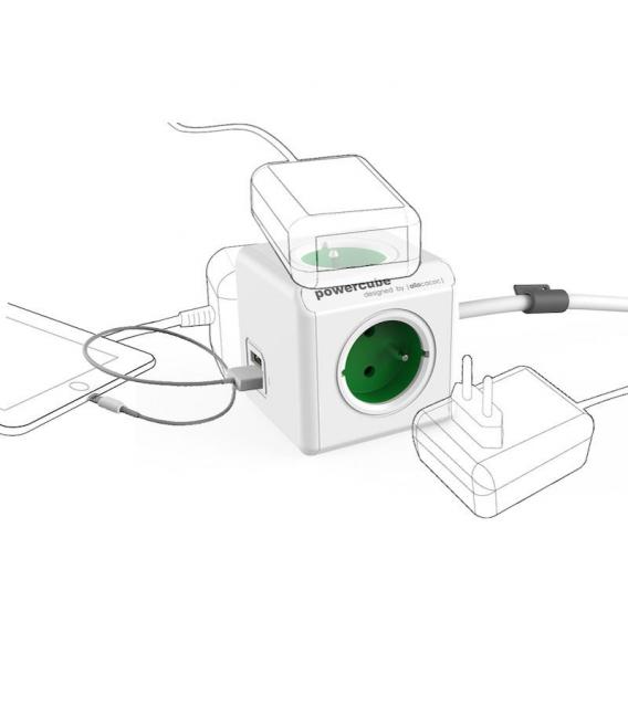 PowerCube Extended USB Type F Green 1.5m - Rallonge électrique – Photo