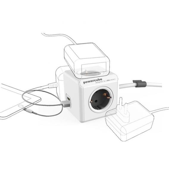 PowerCube Extended USB Typ F 3m - Grau Elektrisches Verlängerungskabel – foto
