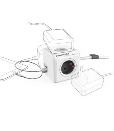PowerCube Extended USB Type F 3m - Grey Electrical Extension Cord 11066-22945