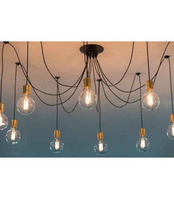Portalámparas decorativo E27 de rejilla de aluminio dorado - Solución de iluminación única – foto
