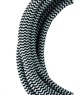 Cable textil decorativo 2C negro blanco 3m