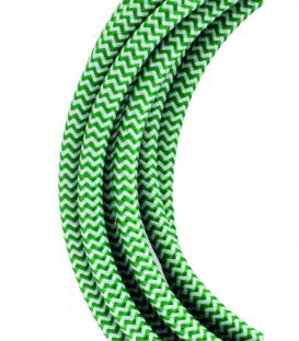 Decorative Textile Cable 2C green white 3m