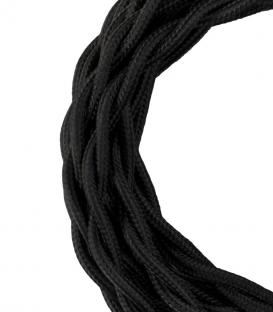 Cable textil decorativo trenzado 2C negro 3m