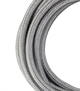 Cable textil decorativo 2C plata metalizada 3m