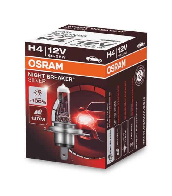 Lampadina auto H4 60/55W 12V P43t Night Breaker Argento - Aggiornamento Tuning – Foto