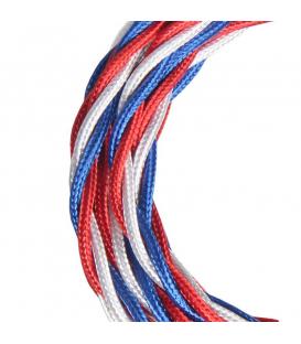 Decorative Textile Cable twisted 3c shiny blue white red 3m