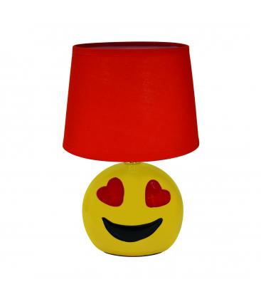 Lampada da tavolo EMO E14 rossa unico e divertente con faccina sorridente 12027-32015