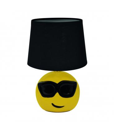 Lampada da tavolo EMO E14 nera con divertente a faccina sorridente 12028-32016