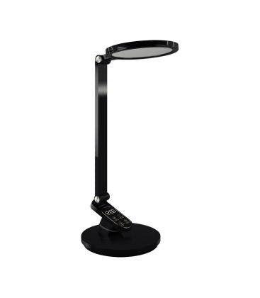 RAGAS Lampe de bureau LED noire Luminosité réglable, lumière blanche et horloge 13570-38148