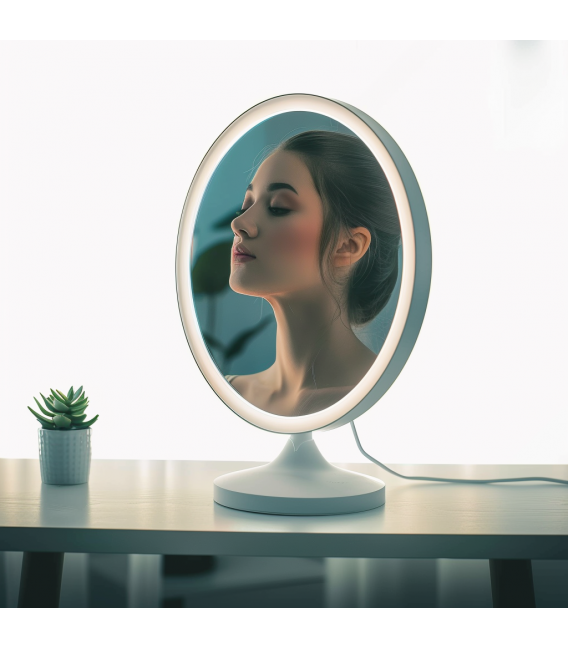 Valorizzate la vostra bellezza con lo specchio da tavolo a LED PRINCESSA Bianco – Foto
