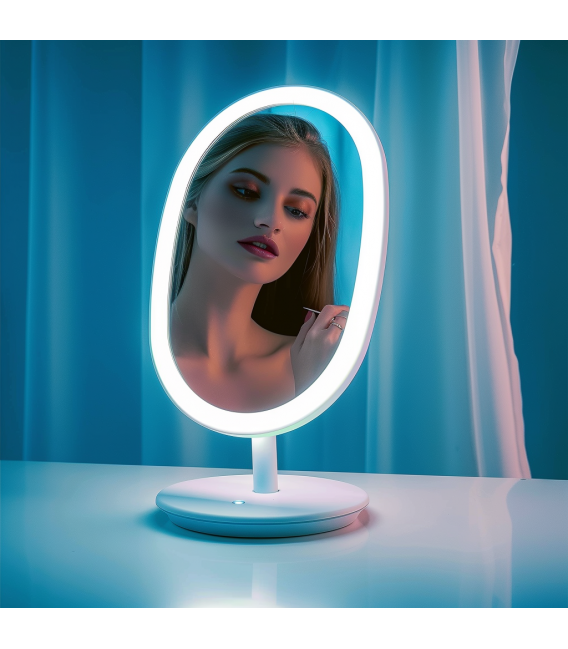 Povečajte svojo lepoto z namiznim ogledalom LED PRINCESSA belo – fotografija
