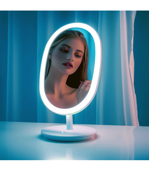Valorizzate la vostra bellezza con lo specchio da tavolo a LED PRINCESSA Bianco – Foto