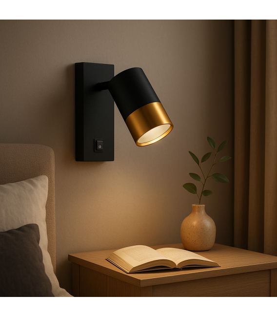 PUZON WLL GU10 Black/Gold Luminaire with Switch – photo