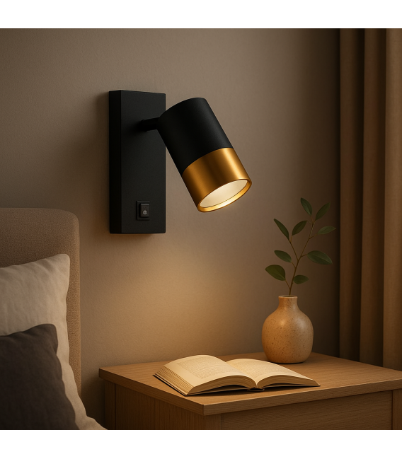 PUZON WLL GU10 Schwarz/Gold Leuchte mit Schalter – foto