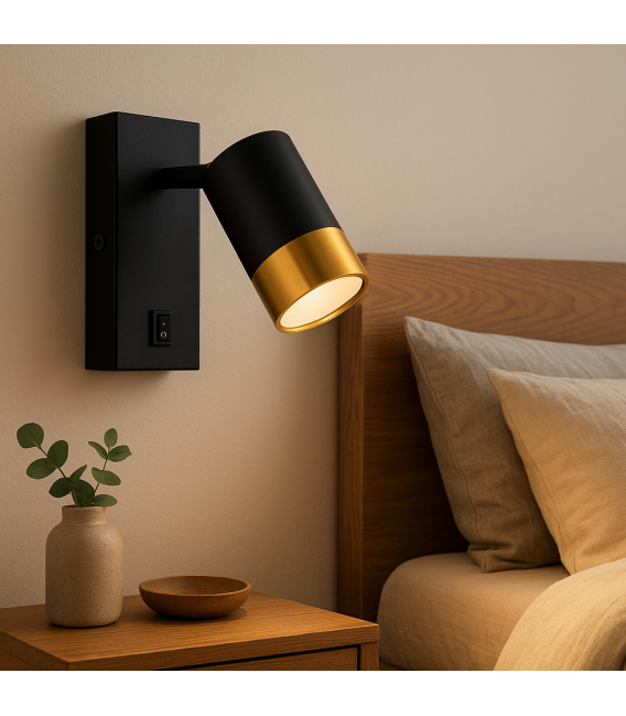 PUZON WLL GU10 Schwarz/Gold Leuchte mit Schalter – foto