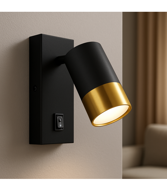 PUZON WLL GU10 Negro/Oro Luminaria con interruptor – foto
