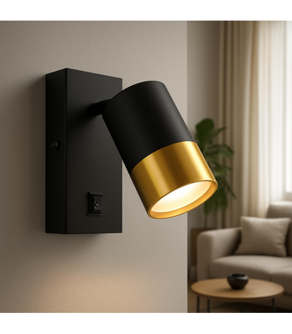 PUZON WLL GU10 črna/zlata svetilka s stikalom – fotografija