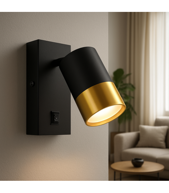 PUZON WLL GU10 Negro/Oro Luminaria con interruptor – foto