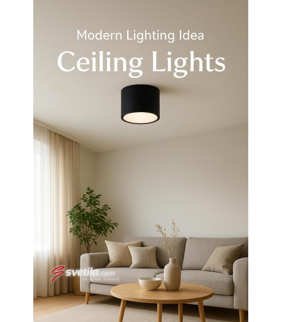 ROLEN 3W NW Luminaire LED de plafond noir – Photo