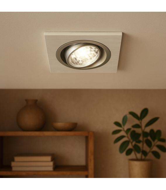 Plafoniera da incasso ALUM D GU10 Elegante in cromo bianco – Foto