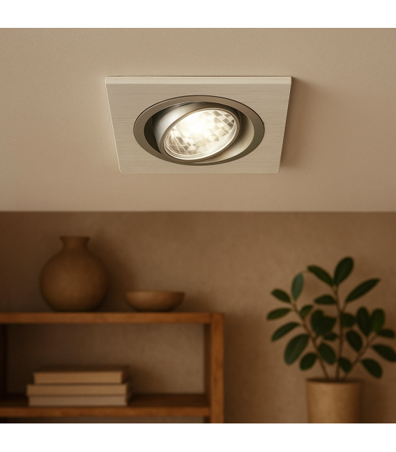 ALUM D GU10 Plafón Empotrable Elegante Blanco Cromo – foto