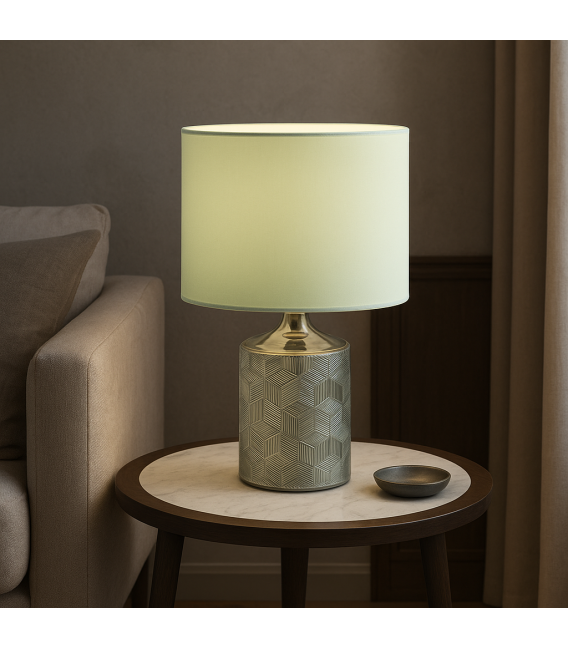 LINDA E14 Chrom-Tischlampe - Elegantes weißes Finish – foto