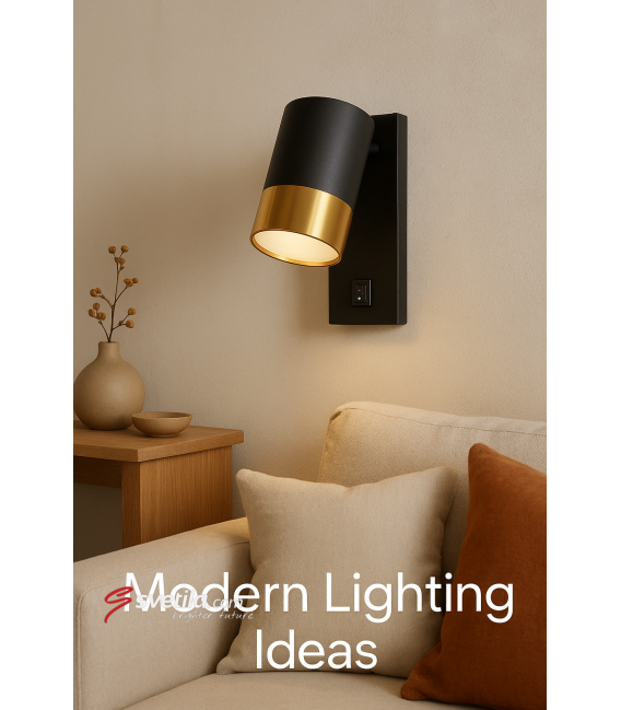 PUZON WLL GU10 Black/Gold Luminaire with Switch – photo