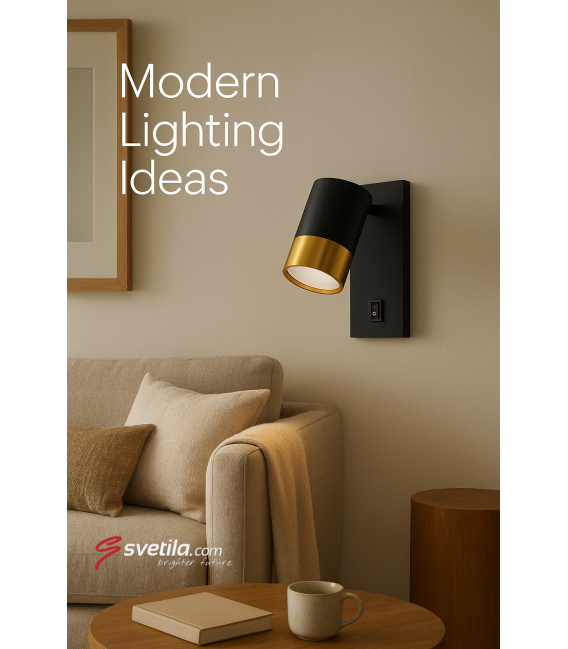 PUZON WLL GU10 Negro/Oro Luminaria con interruptor – foto