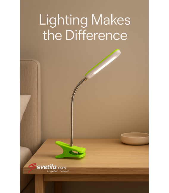DORI LED-Schreibtischlampe - Verspieltes Grün, Clip-On-Design – foto