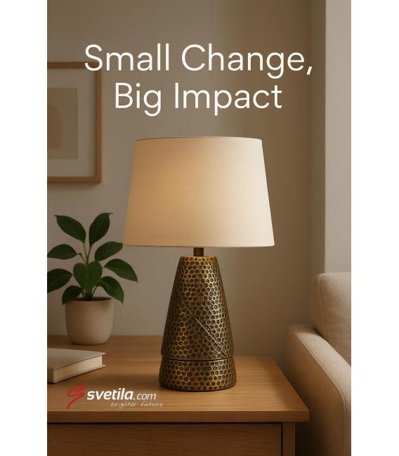 Gold MAGDA E27 Table Lamp in Beige - Solution – photo