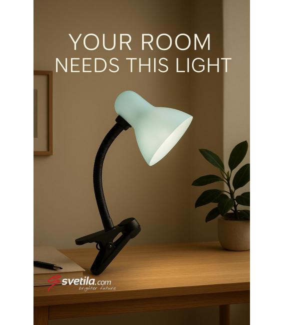 Lampe de bureau argentée TOLA E27 CLIP - Illuminez votre espace de travail – Photo