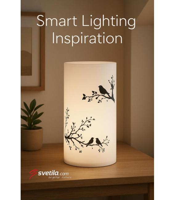 ZYTA E14 Lampada da tavolo artistica bianca con motivo grafico ad albero – Foto