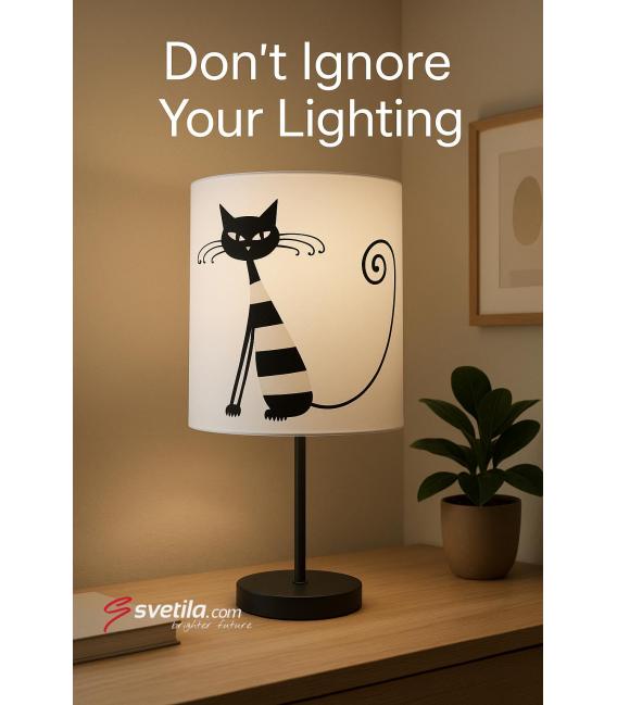 Lampe de table unique ZYTA Cat Motiv E14 - Illuminez votre espace – Photo