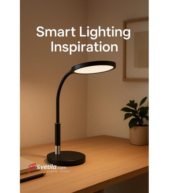 Lampada da tavolo a LED SAMUEL nera con controllo dell'illuminazione a cinque livelli – Foto