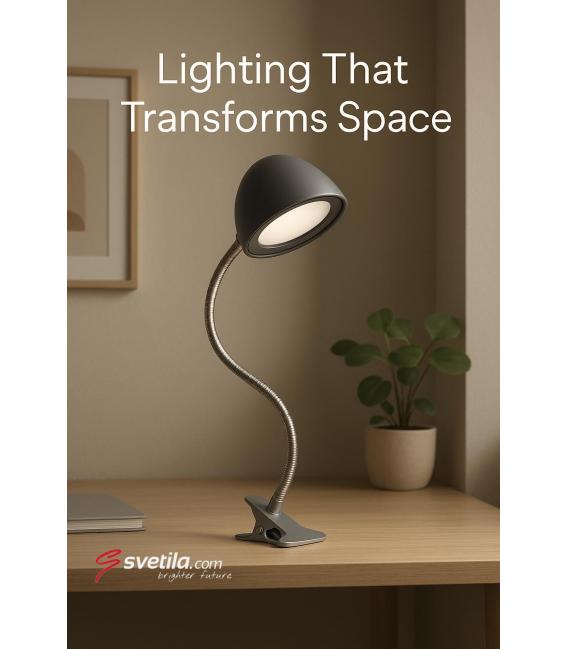 RONI Flex Clip-On Silver LED Lamp - Illuminate Your Desk – photo