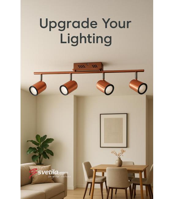 RUDA 4I LED Luminaire - 4x6W WW, Copper/Chrome Finish – photo