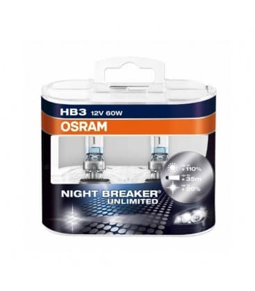 HB3 60W 12V Car Bulb NBU Night Breaker Unlimited Double Pack 8156-9304